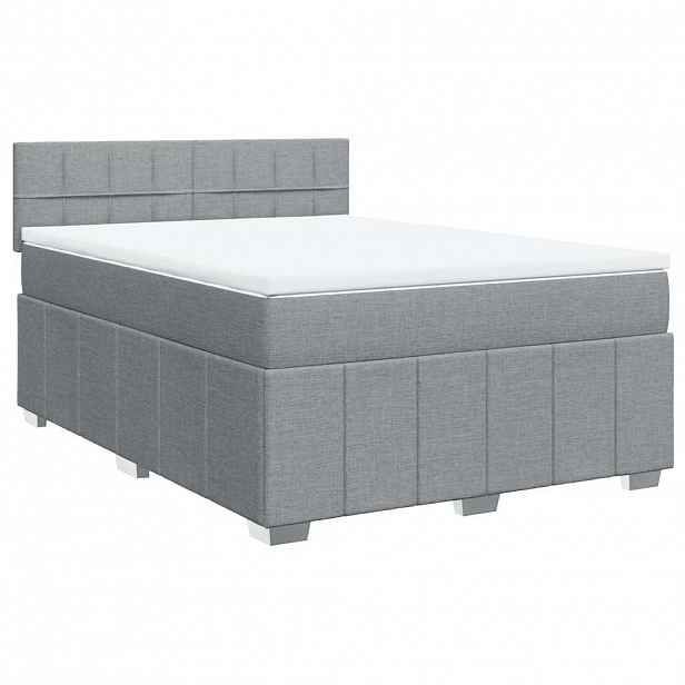 vidaXL Box spring postel s matrací světle šedá 140 x 190 cm textil