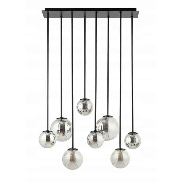 Dekorativní závěsná lampa, moderní, 8 skleněných šedých kuliček 56 cm Sigma