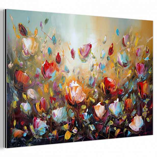 MuchoWow KOVOVÝ OBRAZ Květiny - Umění - Příroda - Olejomalba 60x40 cm