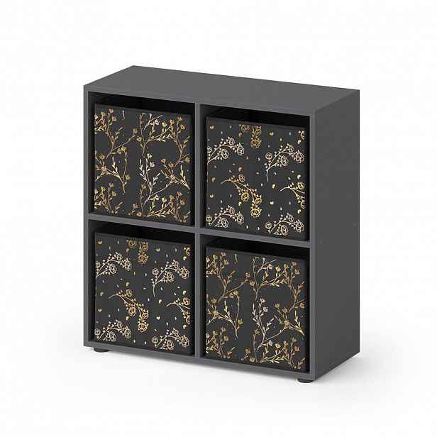 Vicco DĚLICÍ STĚNA Tetra Černá 72.6 x 72 cm se 4 skládacími boxy opt.2