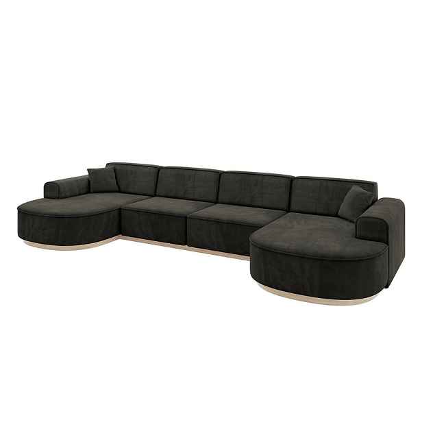 ALTDECOR SEDACÍ SOUPRAVA ve tvaru U MARI-U2-v1 388x171x83 Černá Velur