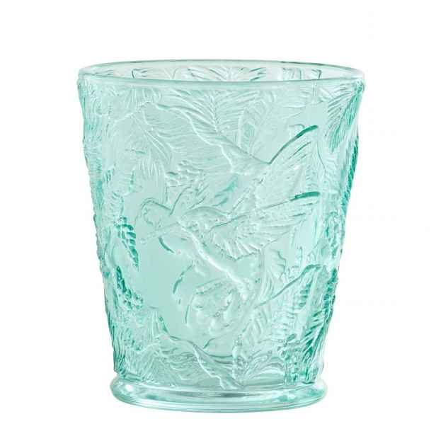 Azurová sklenička kolibřík Hummin Bird - Ø 9*10 cm / 250 ml J-Line by Jolipa