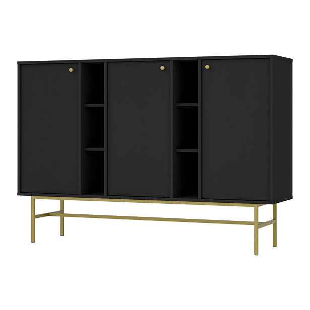 MASSENO KOMODA TORINO, 158/108/41 cm se 3 dvířky, grafitová