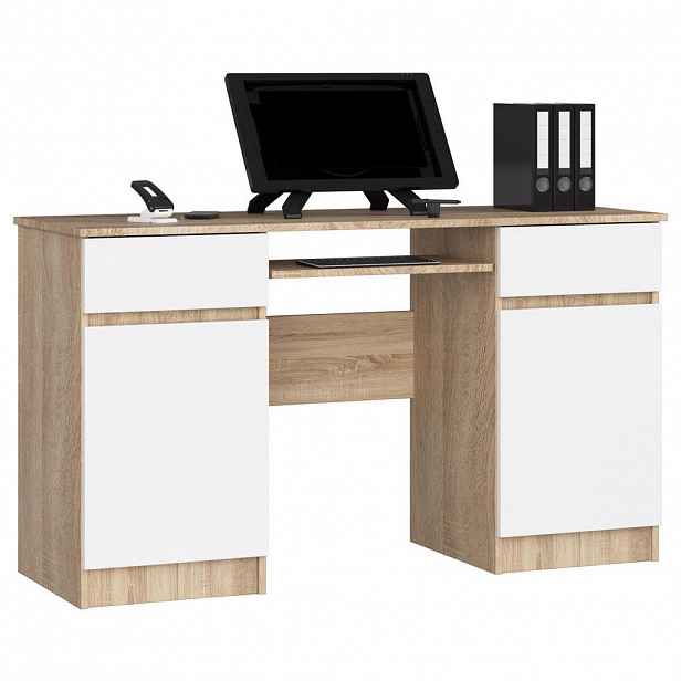 RAUMHIRSCH FURNITURE PSACÍ STŮL Dub Sonoma, bílá 77/135/50