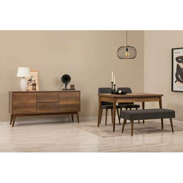 Set s rozkládacím stolem, židlemi a konzolou (5 kusů) Vina 02 1053 - Walnut, Anthracite