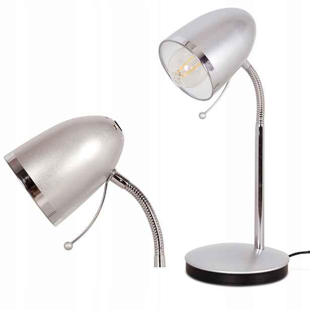 Stolní lampa Kajtek stříbrná, flexibilní rám, závit E27 Kaja Lighting