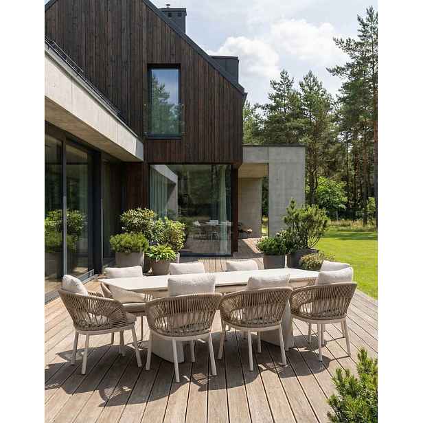 Zahradní set Adora: rozkládací stůl 180-240x100 a 8 židlí