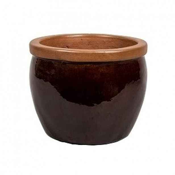 Květináč BONN hnědý lem keramika hnědá 28cm