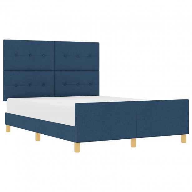 vidaXL Rám postele s čelo Modrá 140 x 200 cm textil
