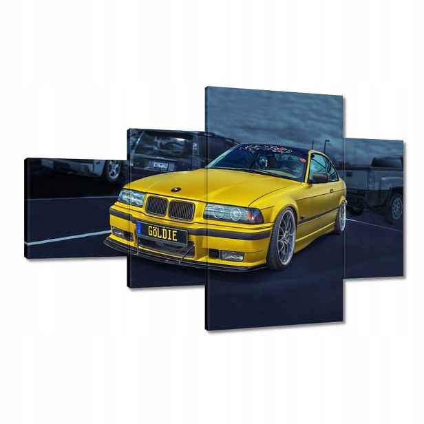 Obrazy 130x80 Zlatý automobil Bmw Auto