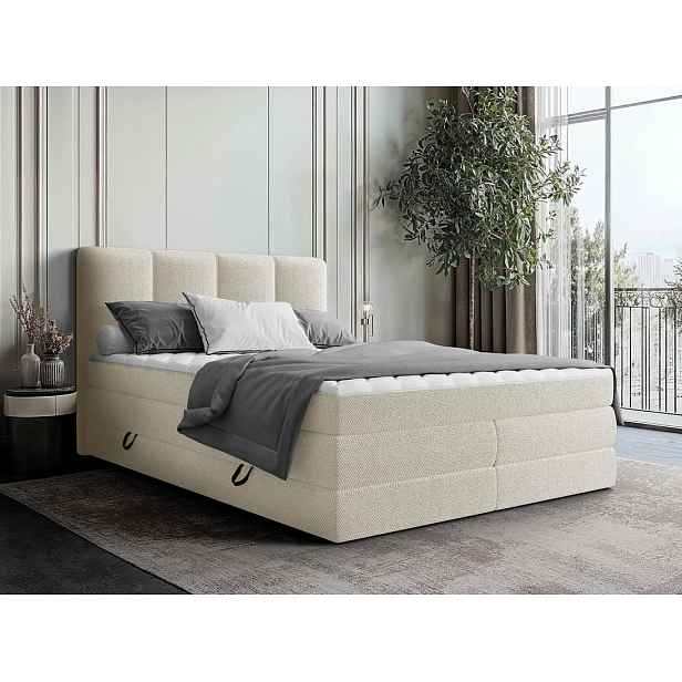 Boxspringová manželská postel 160x200 PULASKI - béžová