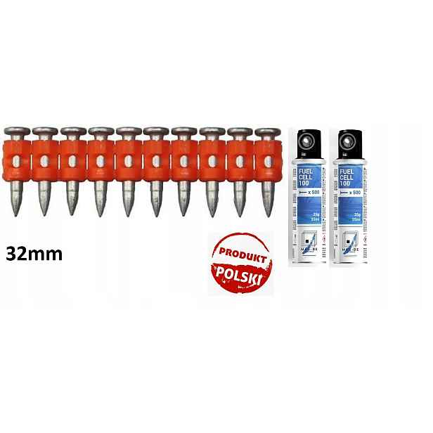 Hřebíky 32 mm pro betonu/ocel+2 plyny pro Rawl SC40II