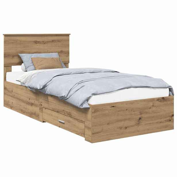 vidaXL Rám postele s čelo Dub artisan 90 x 190 cm Kompozitní dřevo