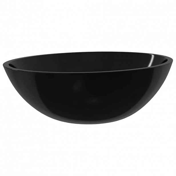 vidaXL Umyvadlo sklo 50 x 37 x 14 cm černé
