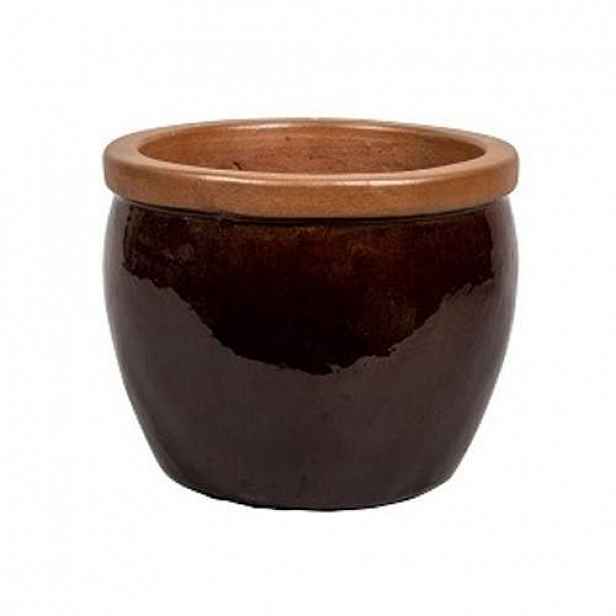 Květináč BONN hnědý lem keramika hnědá 36cm