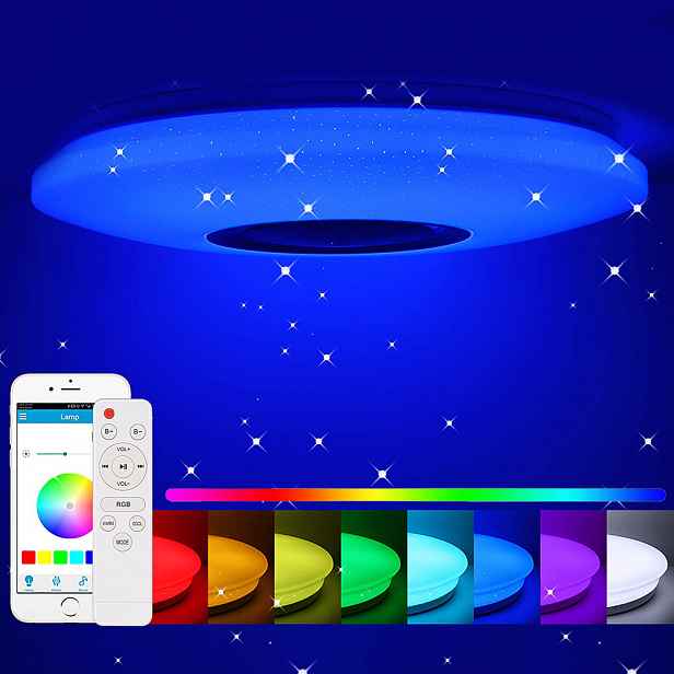 Stropní Svítidlo Rgb S Bluetooth Led Reproduktorem 60 W S Dálkovým Ovládáním Aplikací App