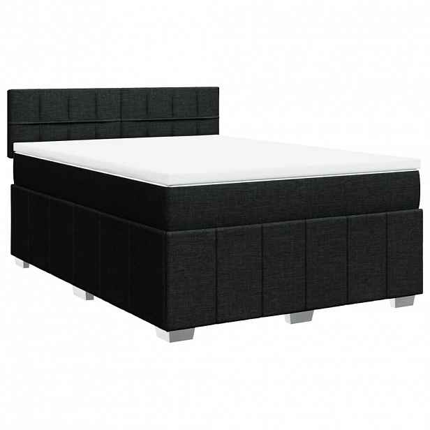 vidaXL Box spring postel s matrací černá 140 x 190 cm textil
