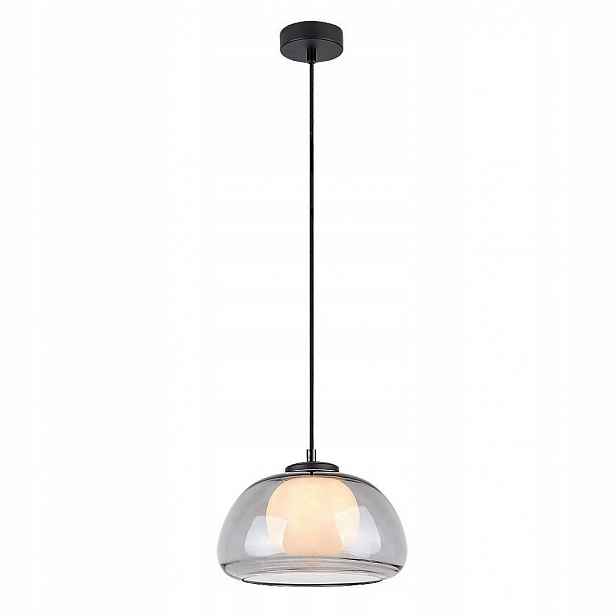 Černá závěsná lampa Elowen s měkkým leskem nad stolem Rabalux