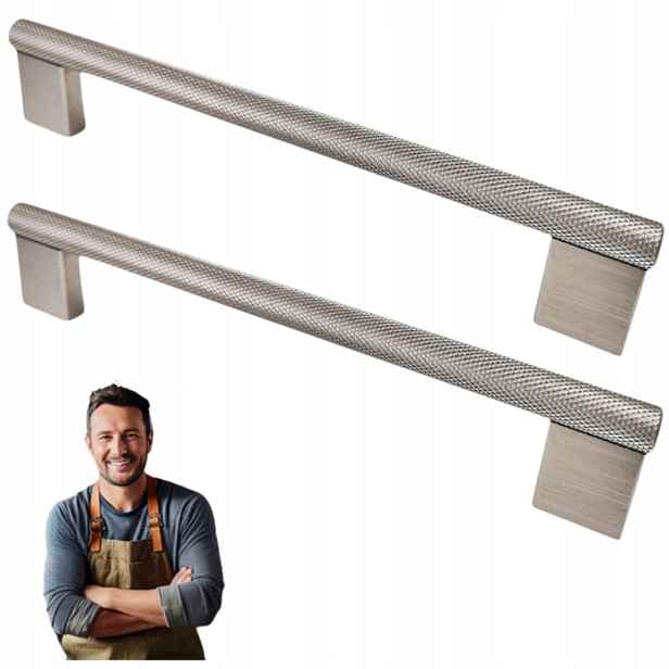 Nábytková Úchytka do skříňky Zásuvky Barro 160 mm ocel rýhovaná 2ks