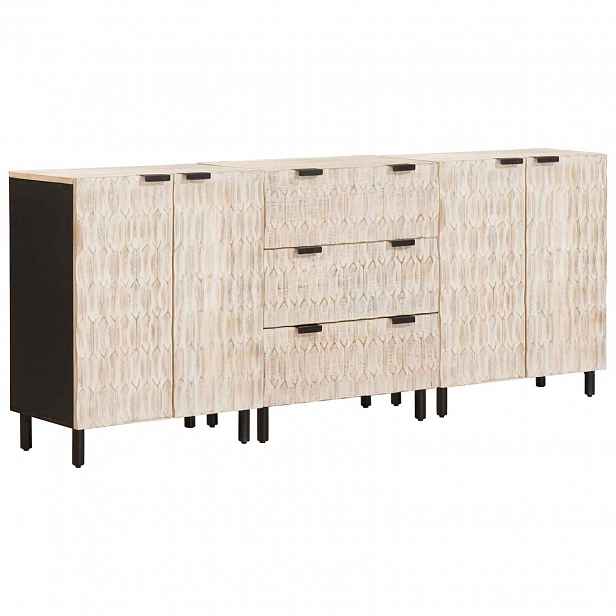 vidaXL Servírovací skříň 3 ks 60 x 33 x 75 cm Masivní mangové dřevo