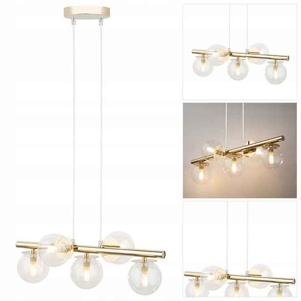 Závěsná lampa Avola zlatá, regulovatelná, elegantní lesk v jídelně Sigma Lighting