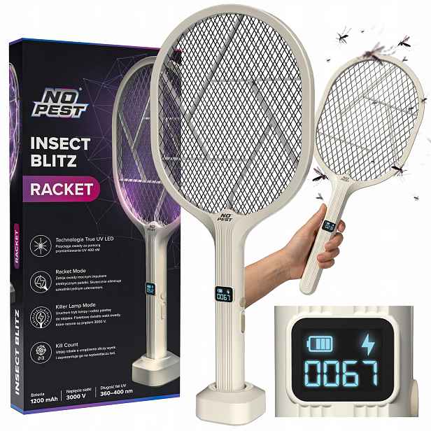 Elektrická Insekticidní Tlapka Plácačka Na Mouchy Komáři Motýlci Hmyz Uv Led 2V1