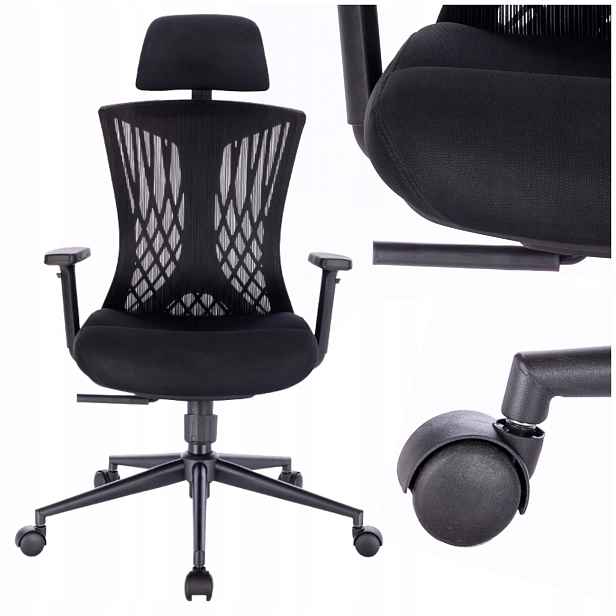 Kancelářská Otočná Židle, Nastavitelná, Černá, Ergonomická Kancelářská Židle S Kolečky
