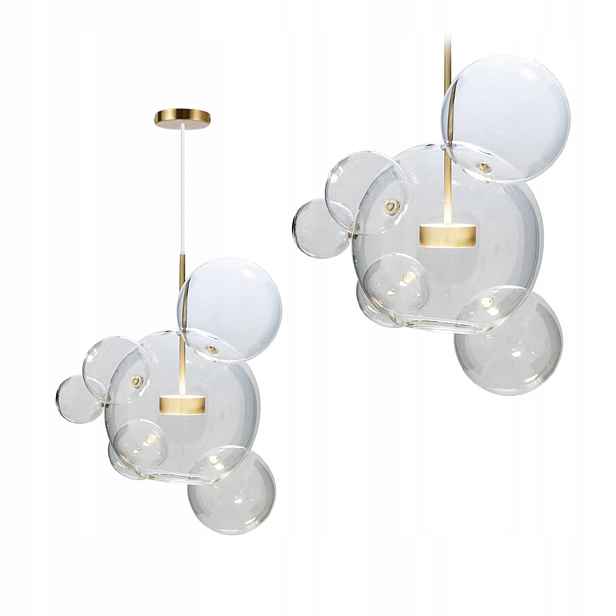 Lustr Skleněné Koule Závěsná Lampa Velká Do Obývacího Pokoje Jídelny 6 Bodů Zlatá
