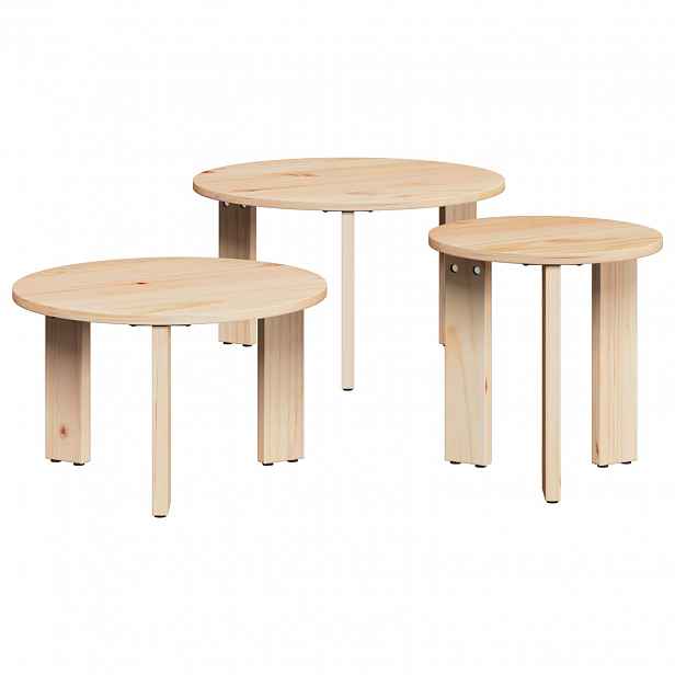 vidaXL Konferenční stolek 3 ks Přírodní 47,5 x 47,5 x 27 cm