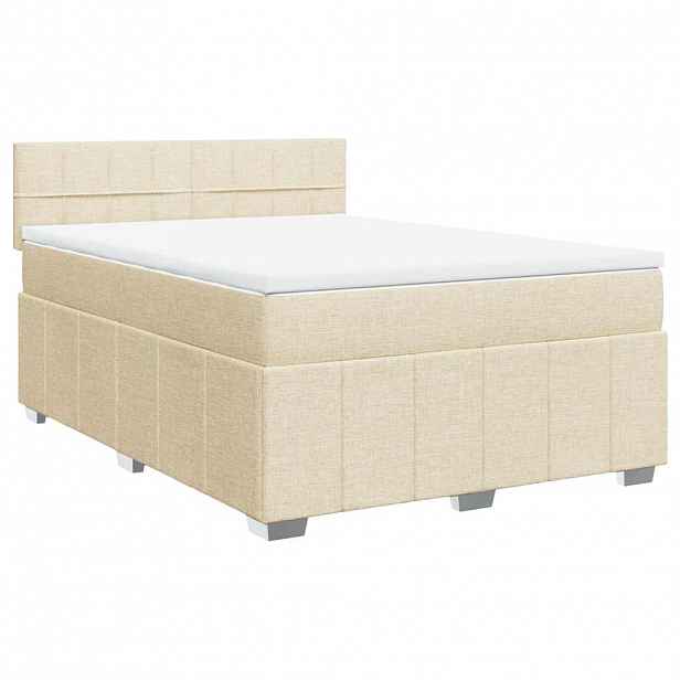 vidaXL Box spring postel s matrací krémová 140x190 cm textil