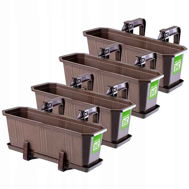 4x Balkonový Truhlík 40cm Květináč Rukojeti