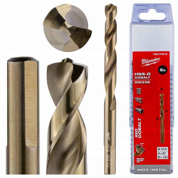 Kobaltové vrtáky do kovu 10 mm 5ks z nerezové oceli Milwaukee Cobalt