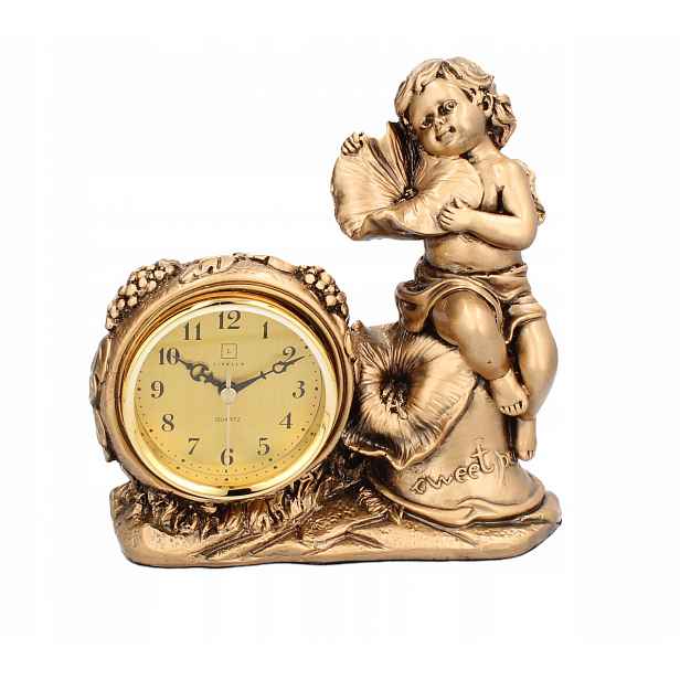 Livello Stojící keramický krbový časovač Retro Zlatý 22,5 cm Anděl