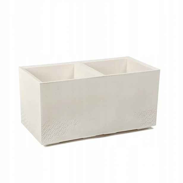 Plastový květináč Karo Eco Recycled dvojitý 80x40x40 cm krémový Lamela