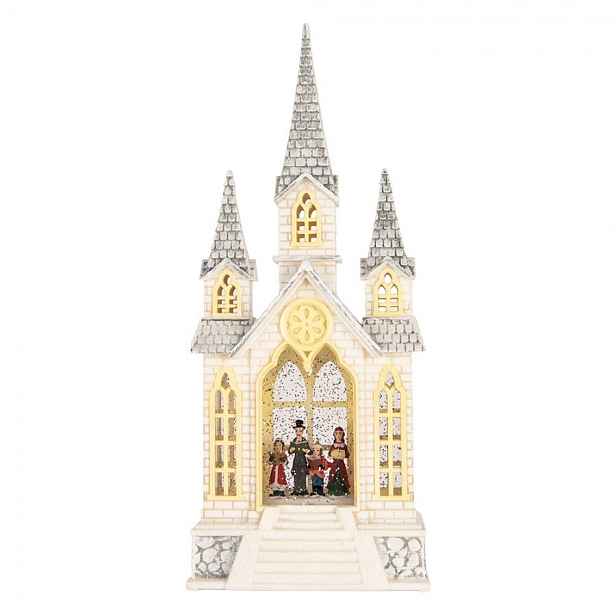 Kouzelný vánoční sbor v kostele – hrací skříňka s LED - 17*10*41 cm / 3*AA/ USB Clayre & Eef
