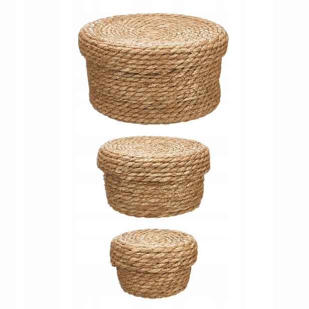 Kulaté Pletené Košíky Pro Skladování Mořské Trávy 3 Ks 16X25 CM
