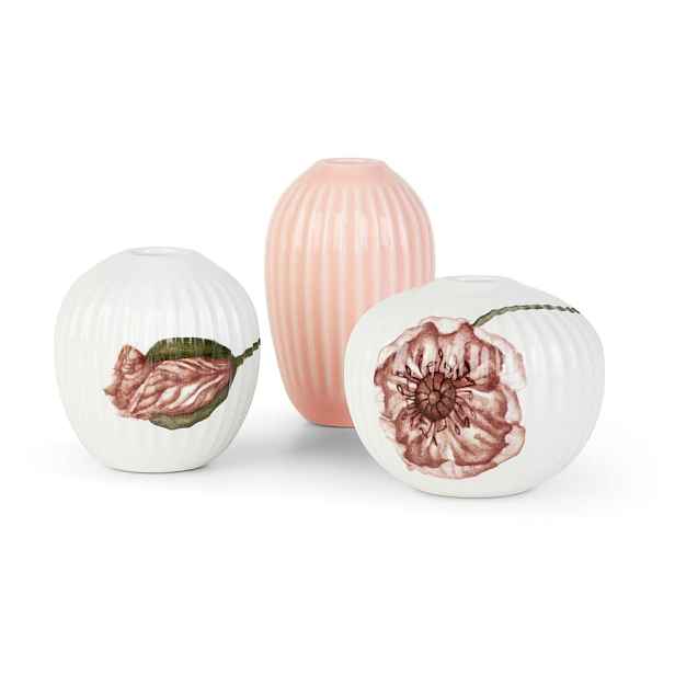 Sada 3 miniaturních porcelánových váz Kähler Design Hammershøi Poppy