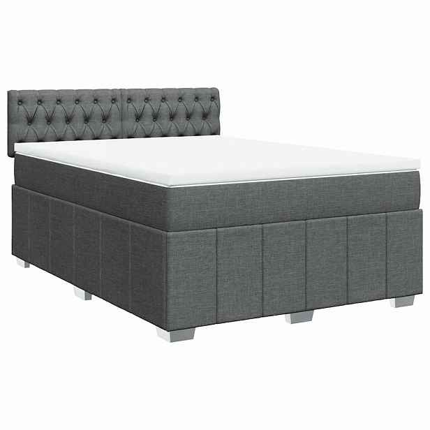 vidaXL Box spring postel s matrací tmavě šedý 140 x 190 cm textil