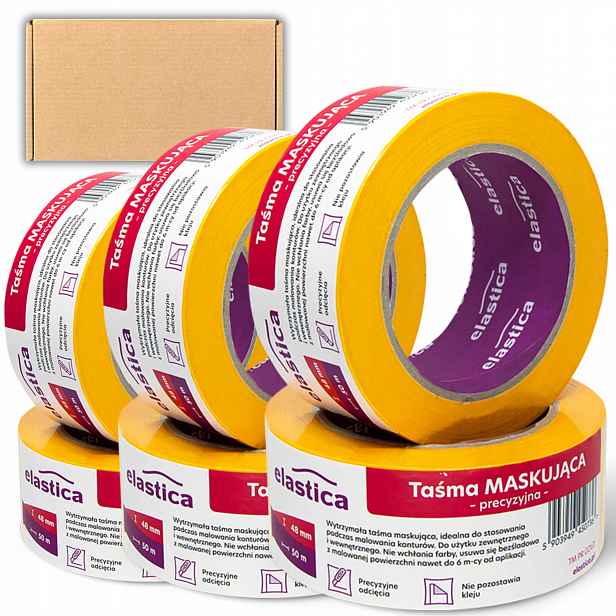 24 x Maskovací Malířská Páska 48 mm x 50 m Pro Odřezávání Barev Přesná El