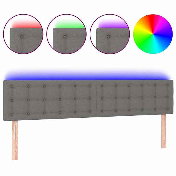 vidaXL Čelo postele s LED tmavě šedé 180x5x78/88 cm textil