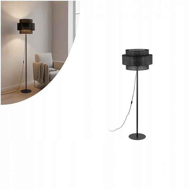Černá podlahová lampa Calisto je moderní vedle křesla Tk Lighting