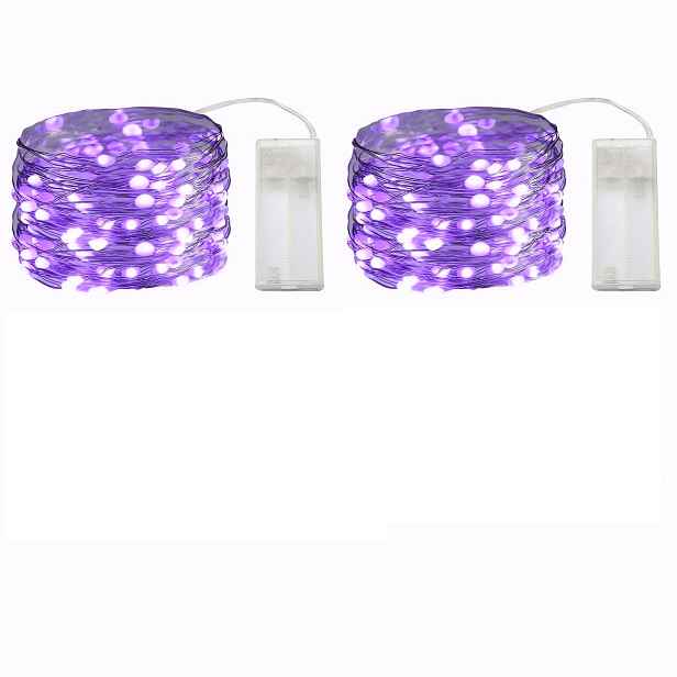 TEMU 2ks 1m 10LED fialový světelný řetěz, dekorace dárkové krabice, ohebná světelná linka pro kutily, pohádková řetězová světla, pro domácí dekoraci,