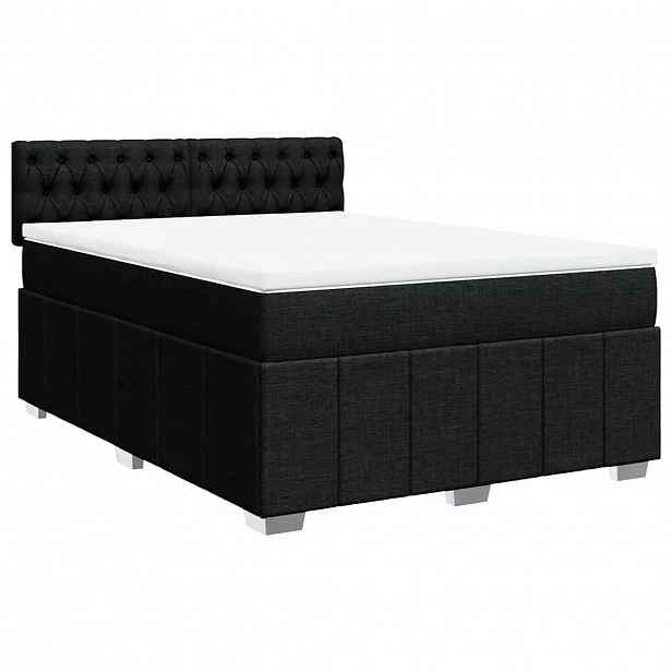 vidaXL Box spring postel s matrací černá 140 x 190 cm textil