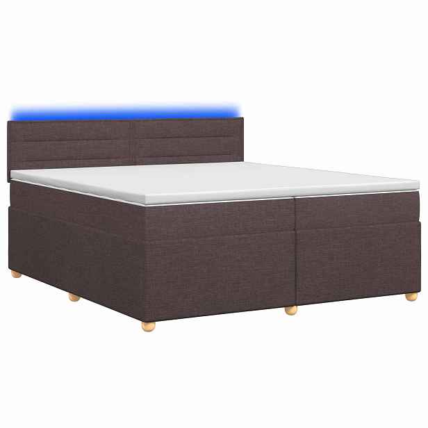 vidaXL Postel boxspring s matrací Tmavě hnědá 200 x 200 cm Textil