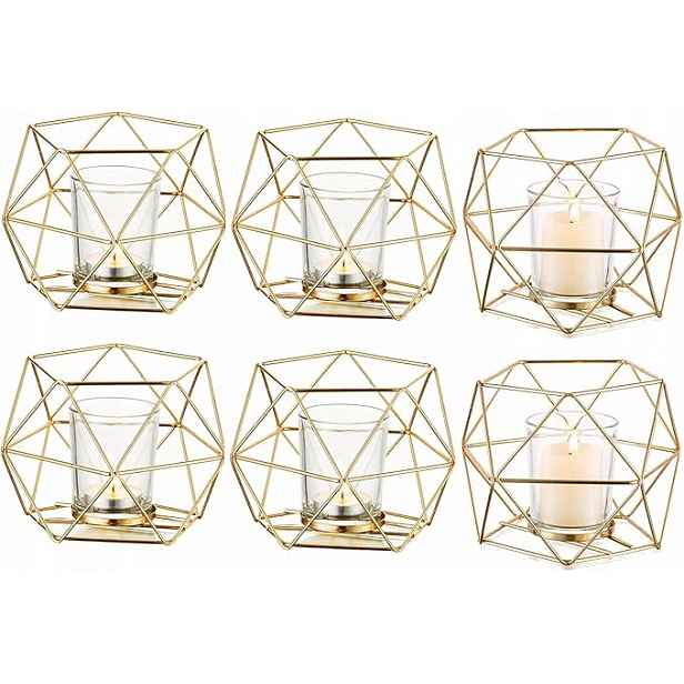 Geometrické svícny na čajovou svíčku Zlatá ozdoba stolu Sada 6 Kusů