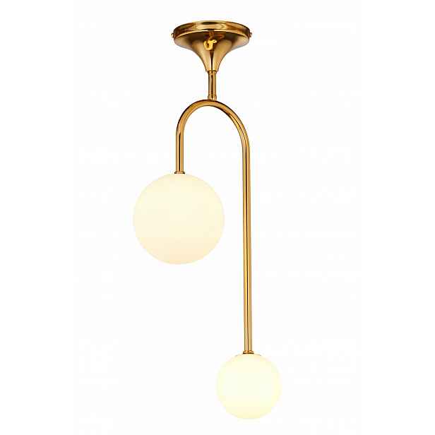 Stropní svítidlo Selen Zlatá Bílá Skleněná Stínidla 2xG9 Závěsná lampa do domu