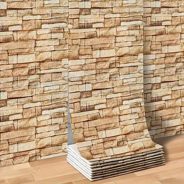TEMU 3D pěnové obklady, samolepicí obklady s cihlovým vzorem, texturovaný design, samolepky na zeď pro domácí dekoraci, snadná instalace, vhodné do