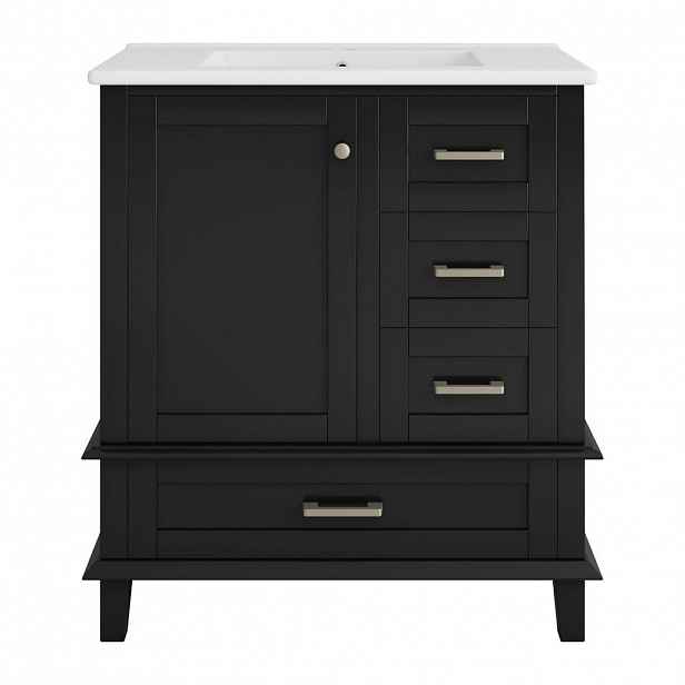 Urban Meuble KOUPELNOVÁ SKŘÍŇKA S UMYVADLEM černá 76 cm, lakovaná
