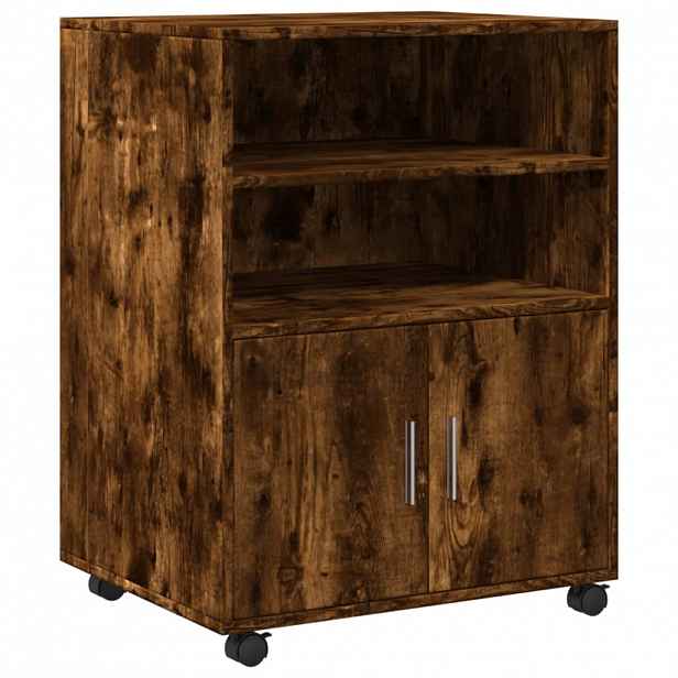 vidaXL Skříňka na kolečkách kouřový dub 60x48x81 cm kompozitní dřevo