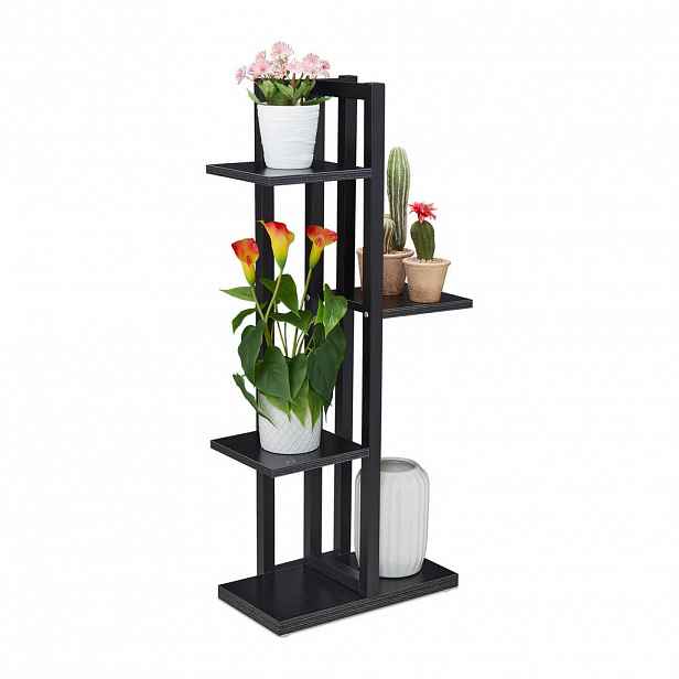 Relaxdays REGÁL Černá kov 4 police